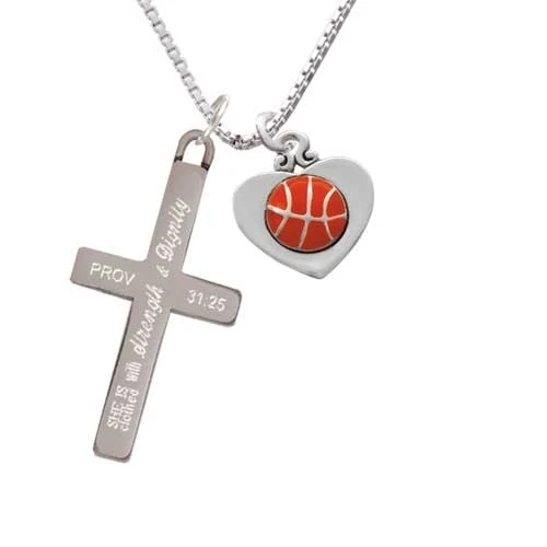 Basketball in Heart - Strength and Dignity - Cross Necklace (1)