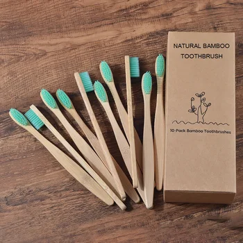New design mixed color bamboo toothbrush Eco Friendly wooden Tooth Brush Soft bristle Tip Charcoal adults oral care toothbrush 5