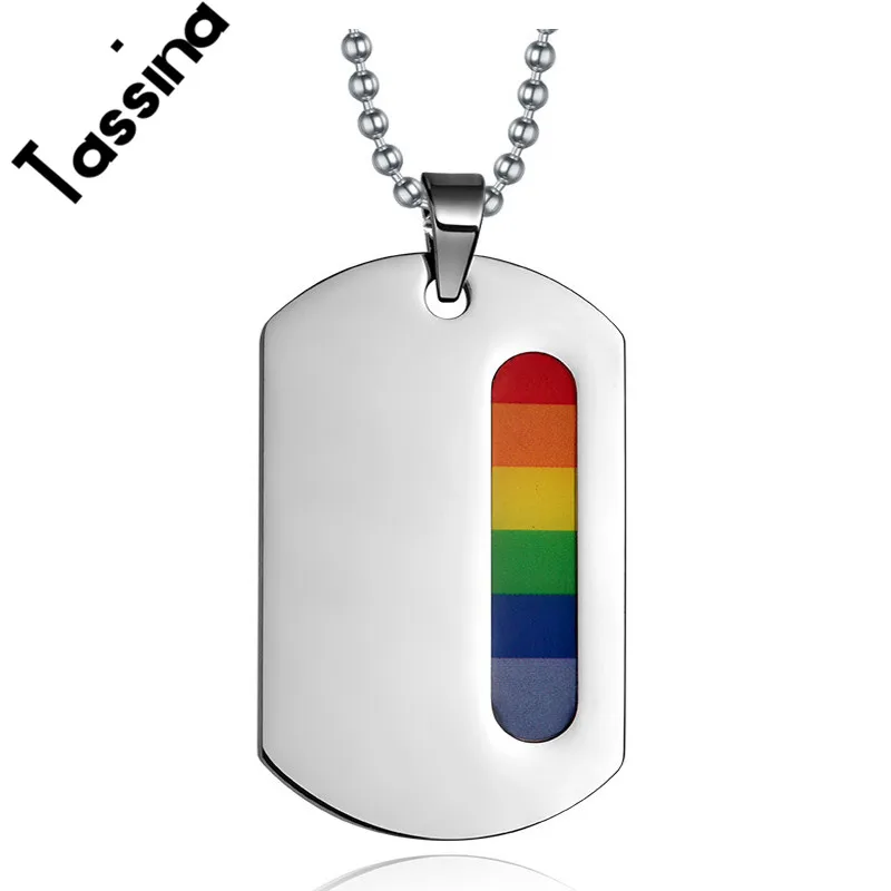 Tassina LGBT Rainbow Necklace Stainless sSteel Necklace Pendant Lesbian