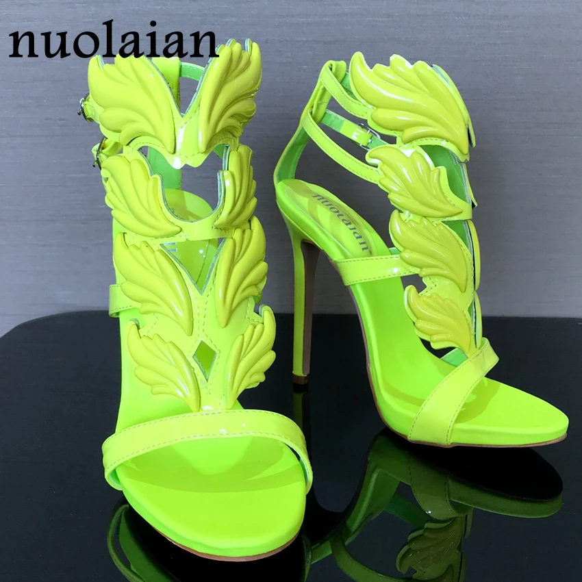 Brand Shoes Woman Leaf Flame High Heels Zapatos Mujer Womens Platform Pumps Women Sandals Summer Party Wedding Shoes Peep Toe