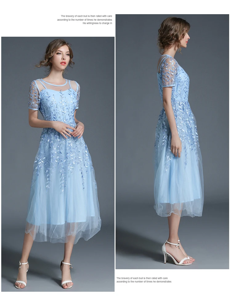 Вечерние женские платья розового, фиолетового цвета, S-2XL, Новинка лета, небесно-голубое Сетчатое платье с вышивкой и коротким рукавом, облегающее макси платье, Vestidos LD1036