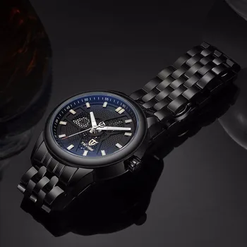 

Tevise Men Black Stainless Steel Automatic Mechanical Watch Luminous Analog Mens Skeleton Watches Top Brand Luxury 9008G