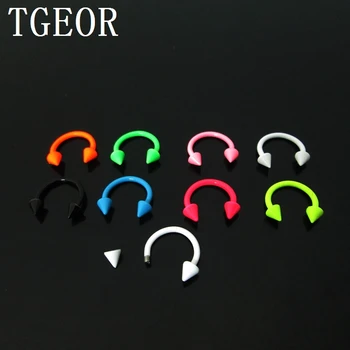 

free shipping wholesale 1.2*8*3mm spike horseshoe body piercing 100pcs surgical Stainless Steel NEON colors CBR EYEBROW ring
