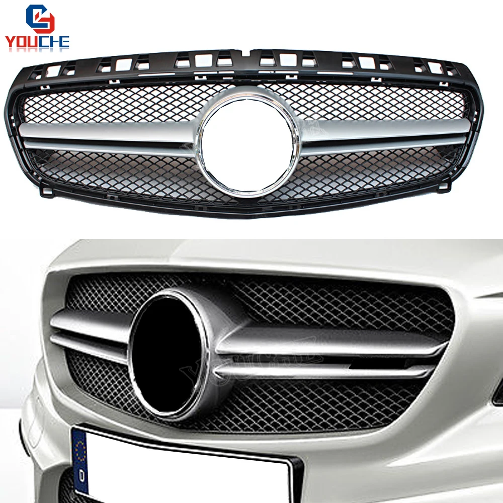 

W176 AMG grill Front Bumper Grille For Mercedes A W176 A180 A200 A250 A45 AMG Silver Grill Black Mesh 2013 - 2015