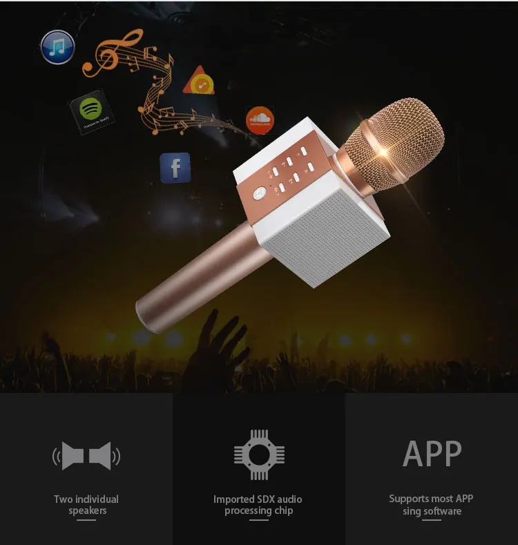 Микрофон для караоке, Bluetooth, динамик для встреч и вечерние, двойной динамик, громкий динамик с TF картой, 3,5 мм, аудио, Bluetooth