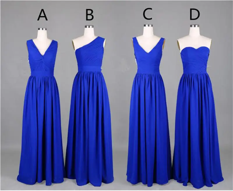 2016 Royal Blue V Neck font b Bridesmaid b font font b Dresses b font Chiffon