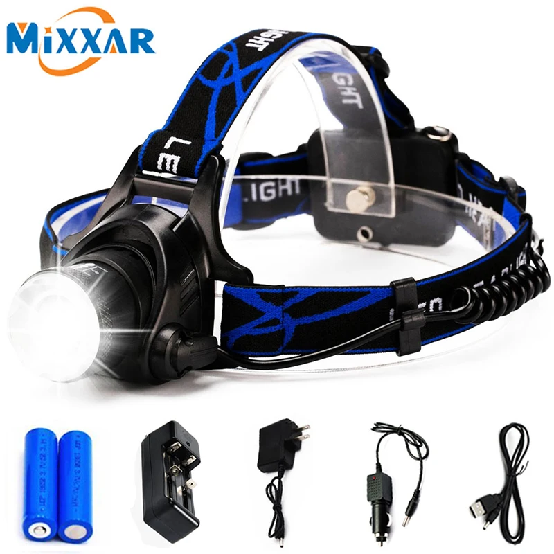 

ZK50 Dropshipping Led Waterproof Headlamp Zoomable Headlight Torch T6 L2 6000LM Flashlight Headlamp Riding Fishing Hunting