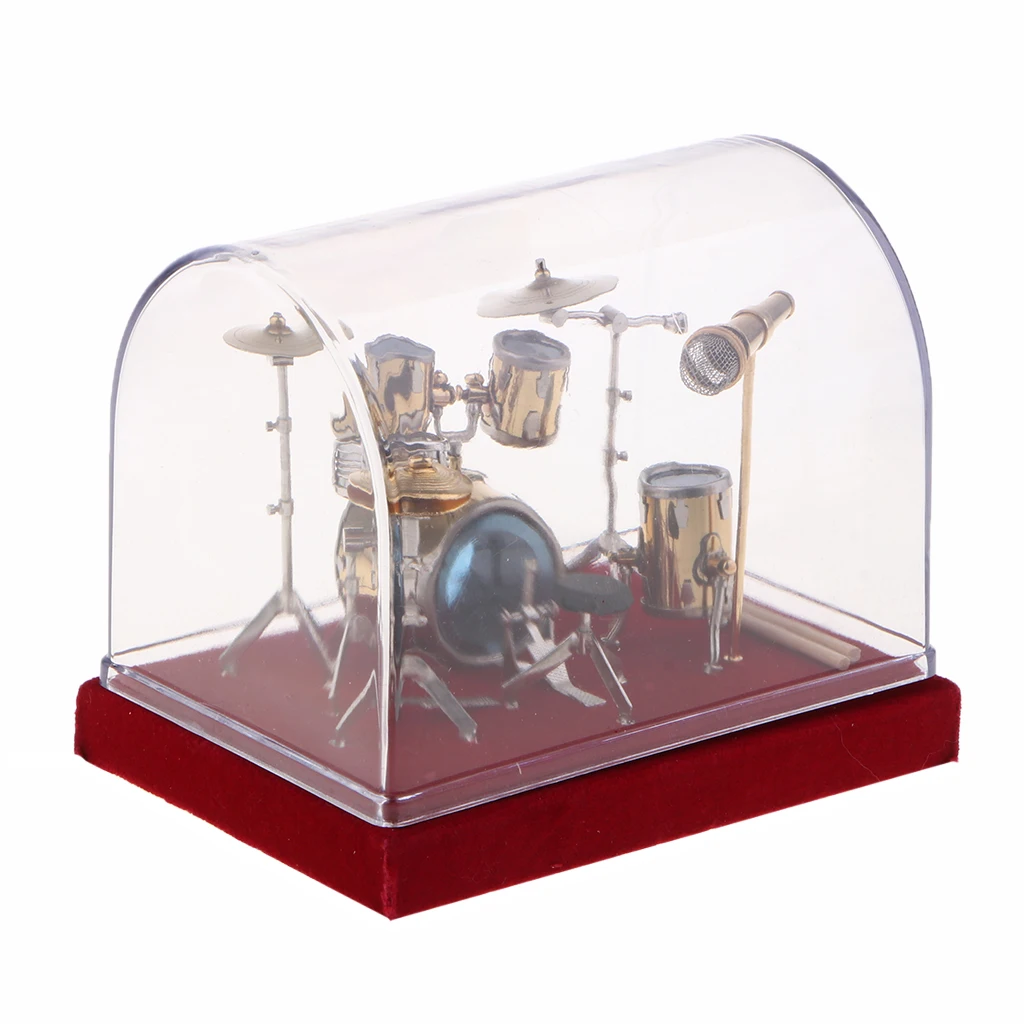 Miniature Drum Set Kit Musical Instrument Model Figurine for Music Lovers 14 x 11 x 10cm