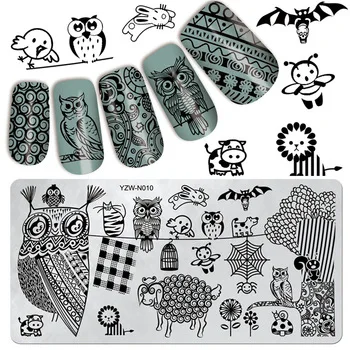 WUF 1 Pc Newly Lovely Animal Design Nail Stamping Plates Konad Stamping Nail Art Nails Template Nail Stamp Tools #YZW-N10