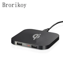 Qi Беспроводное зарядное устройство с 2 портами USB зарядное устройство для iPhone samsung S7 S8 S9 Plus Note 8 универсальное беспроводное зарядное устройство s адаптер