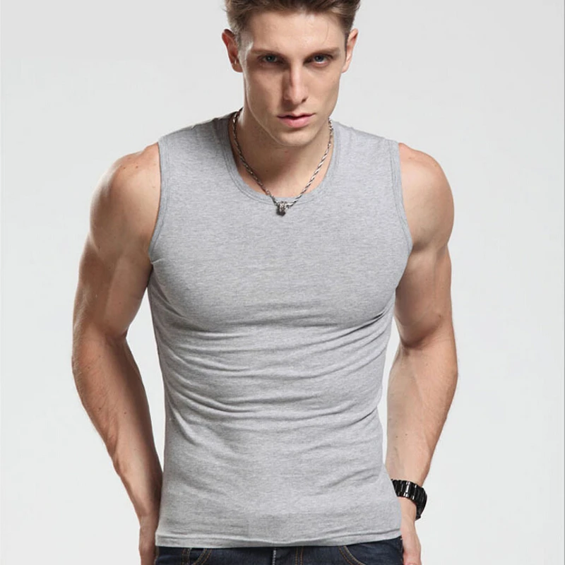 Fashion Brand Men's 100% Cotton O Neck Tank Tops Summer