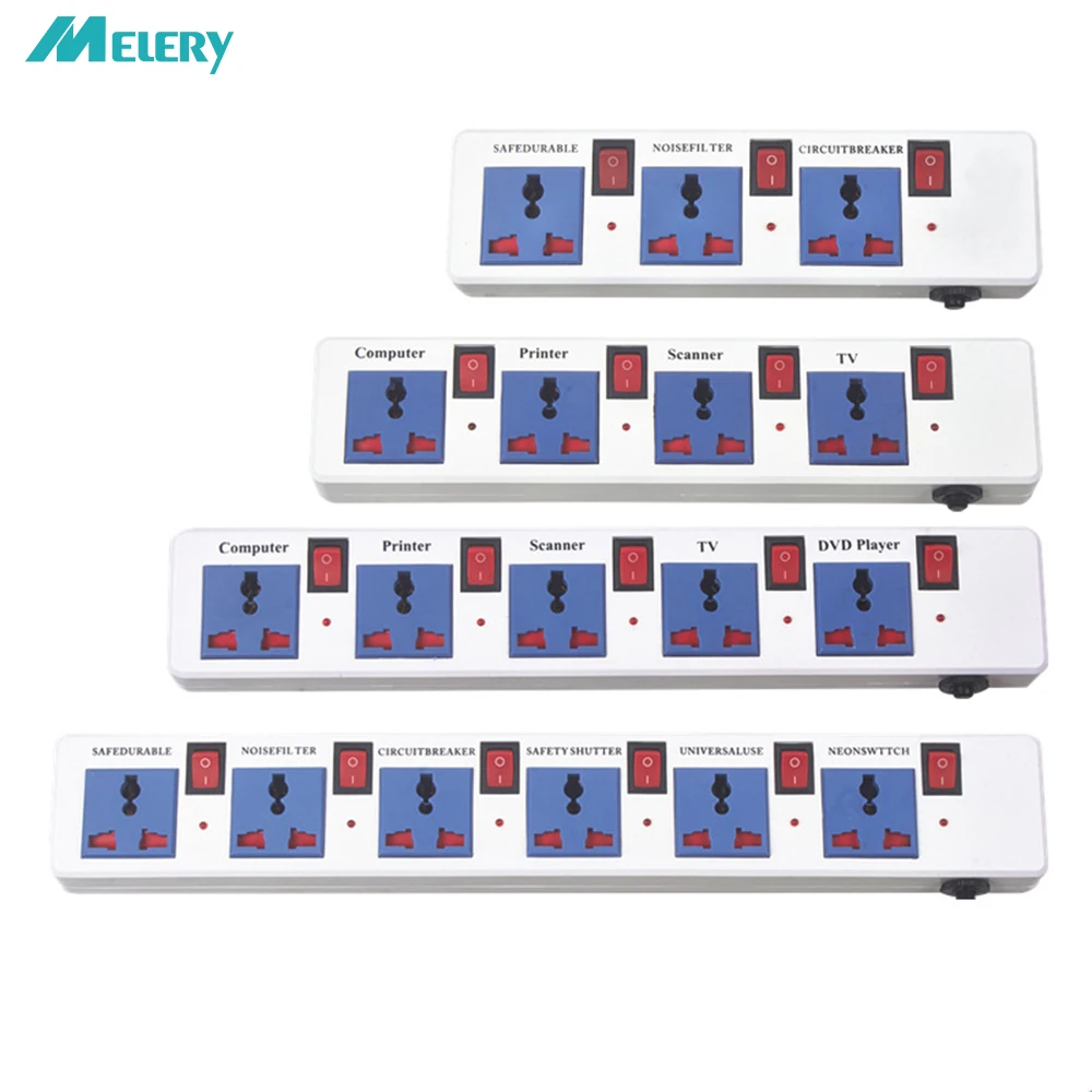 

Power Strip 3/4/5/6 AC Universal Socket Extension Cord 1.8m Individual Switched Overload Protection Indicator Light 1500W/10A