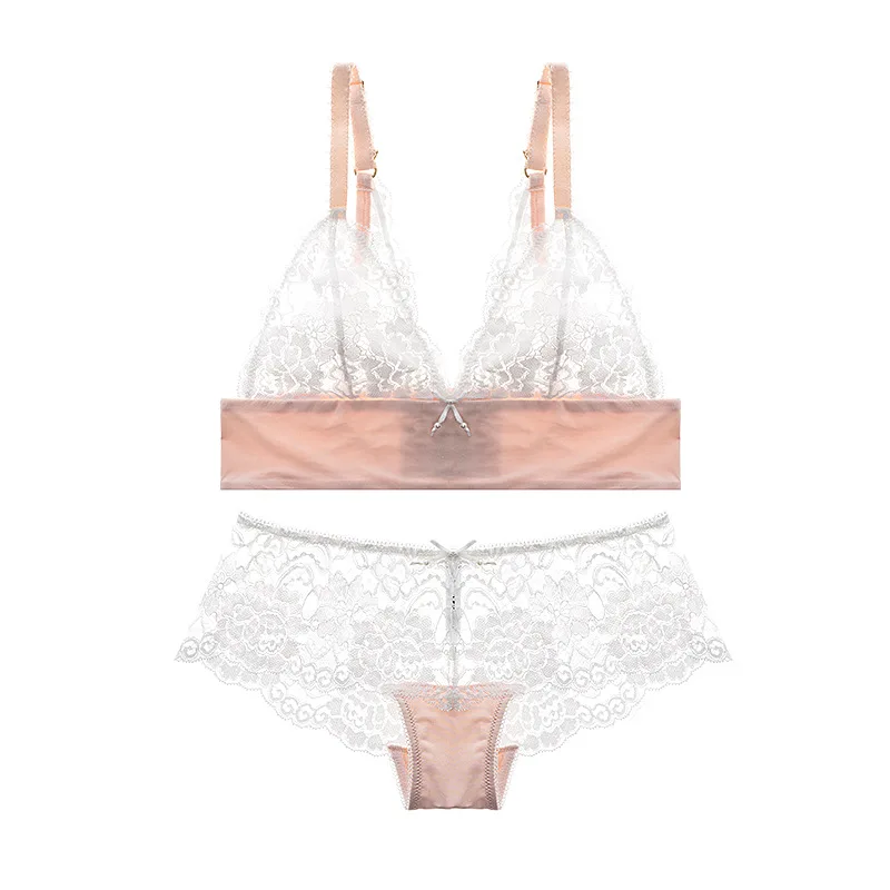 Женское кружевное нижнее белье bralette ультратонкое Прозрачное с бюстгальтером без