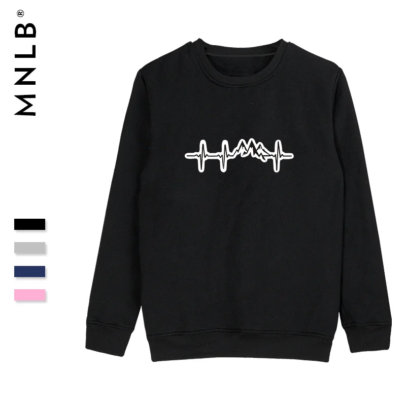 SMZY Mountain Heartbeat Hoodless Hoodies Men Popular Crewneck Cool