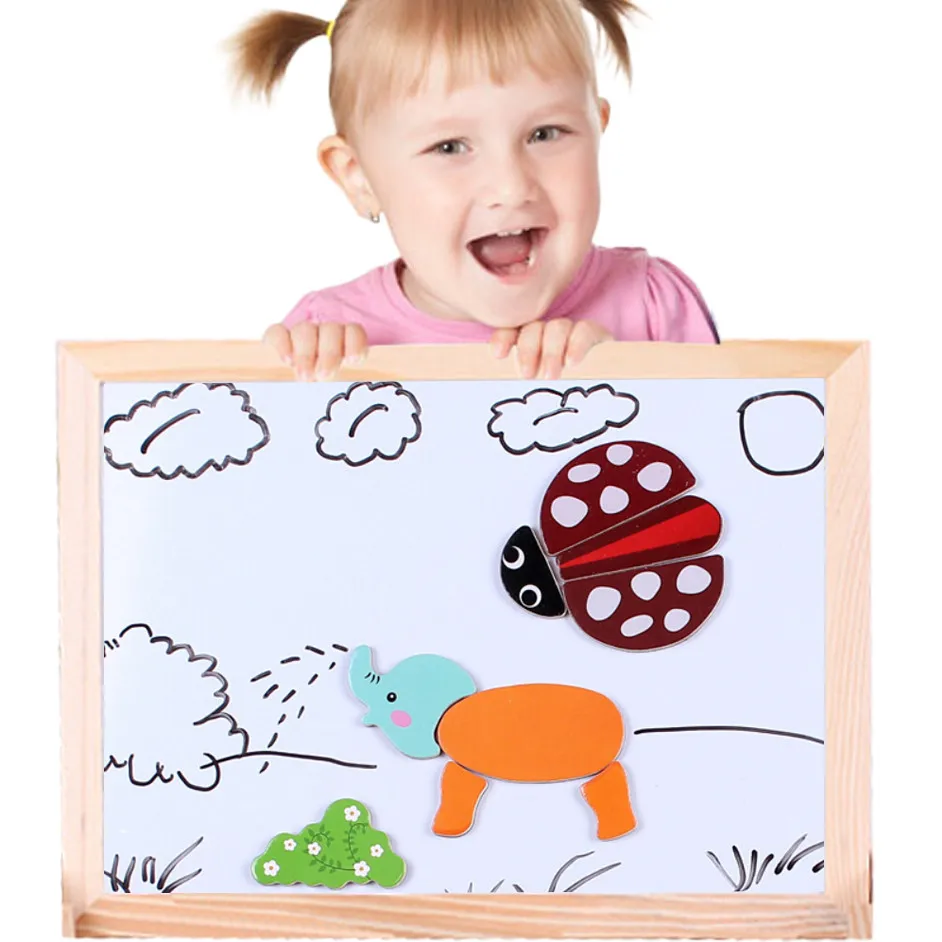 Деревянный многофункциональный Дети Многофункциональный для рисования и письма доска магнитная головоломка двойной мольберт игрушка A510