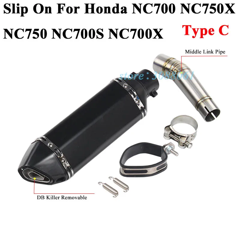 Cuque 51mm Motorcycle Exhaust Muffler Middle Pipe Exhaust System Mid Connector Aluminum Alloy Link Pipe Connector for Honda NC700S NC700X CTX700 NC750S