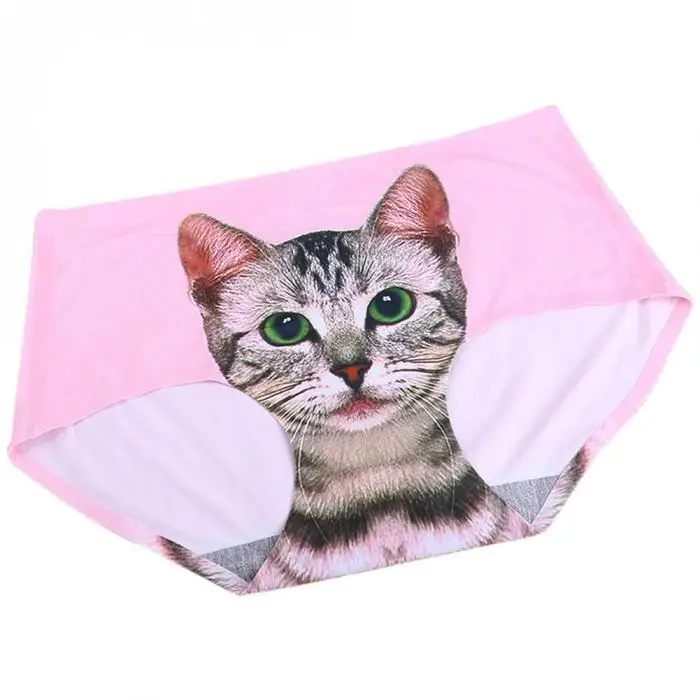 New Fashion Ladies Pussy Cat Panties Briefs Screen Printed Apparel Undies GDD99