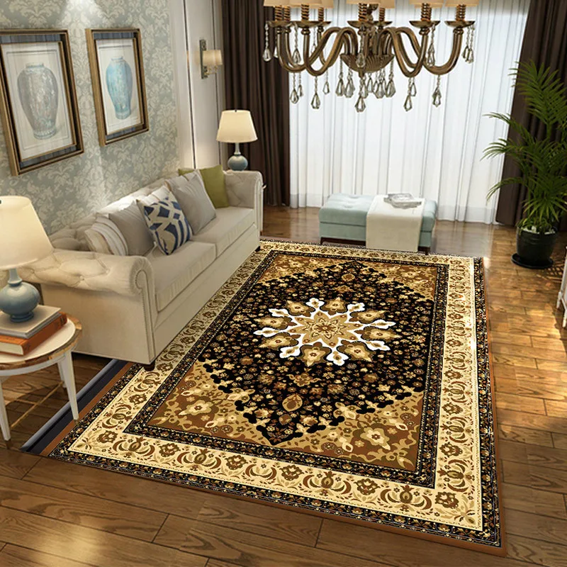 

Home Living Room Carpet European Retro Geometric Pattern Floor Mat Decoration Bedroom Rug Non-slip Coffee Table Mat