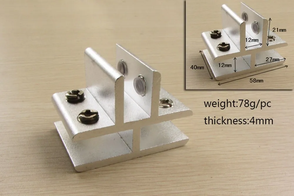 20 шт./лот DHL Т зажим провести 8 до 12 мм Стекло разъем Стекло зажим Кронштейны для Стекло или дерево-алюминиевые Материал