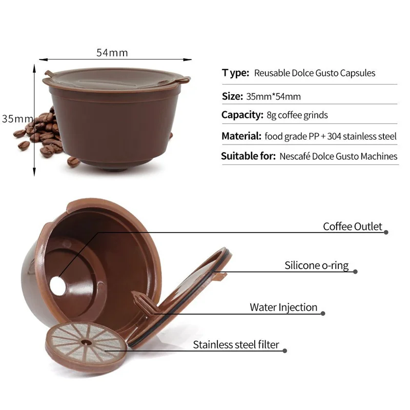 LMETJMA 6 шт./компл. многоразовые кофейные капсулы Dolce Gusto чашки для машин с