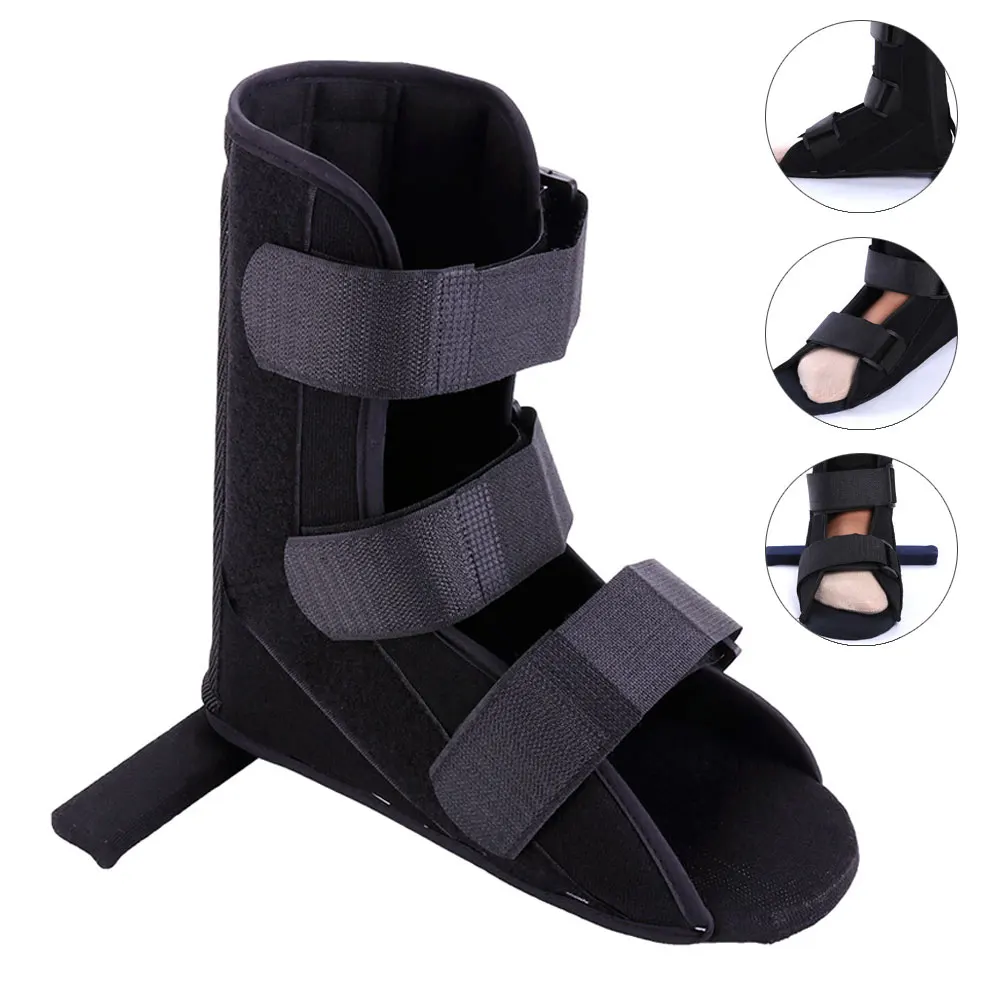 

1pc Black Adjustable Soft Foot Fracture Recovery Night Splint Plantar Brace Ankle Support Rehabilitation Strap Protective Shooes
