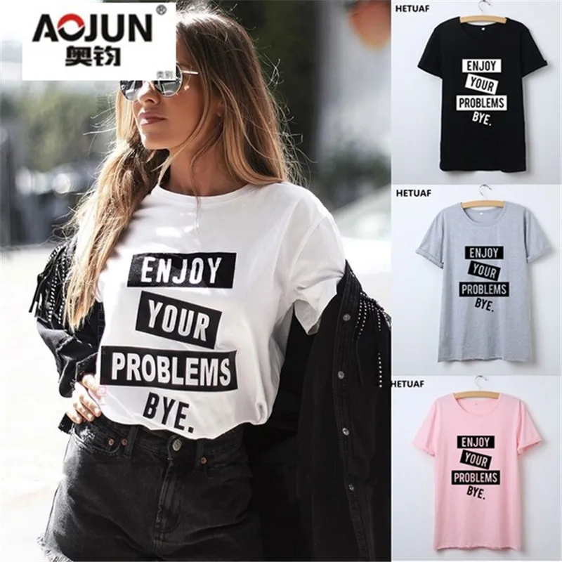 Funny T Shirts Women Enjoy Your Problems Bye T-shirt Women's Graphic Harajuku Tee Shirt Femme Hipster Camisetas Mujer | Женская