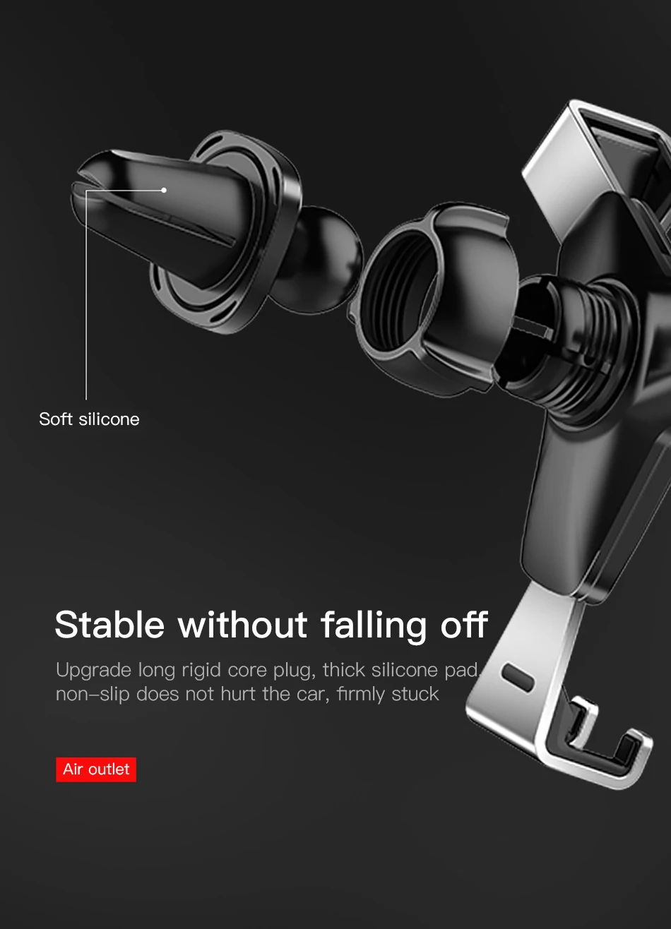 !ACCEZZ Gravity Car Phone Holder Stand Air Vent 360 Degree Rotation Universal 4-7 inches For iphone Xiaomi Samsung Auto Bracket (7)