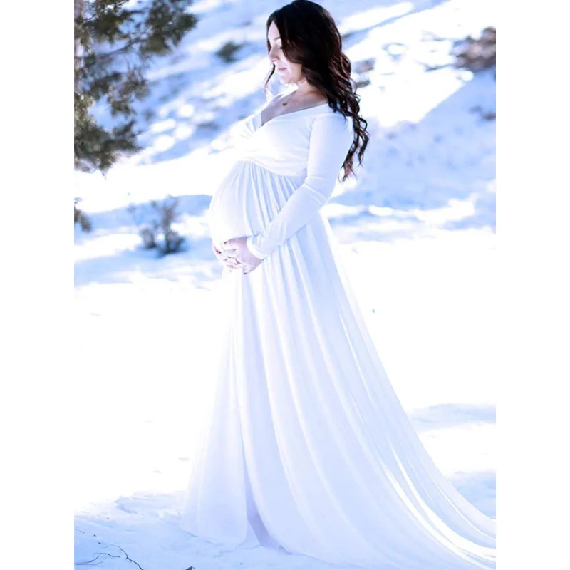 Long Tail Maternity Dresses: Photography Shoot Maternity Props Maxi Dresses for Pregnant Women Clothes - Pregnancy Dress image 6