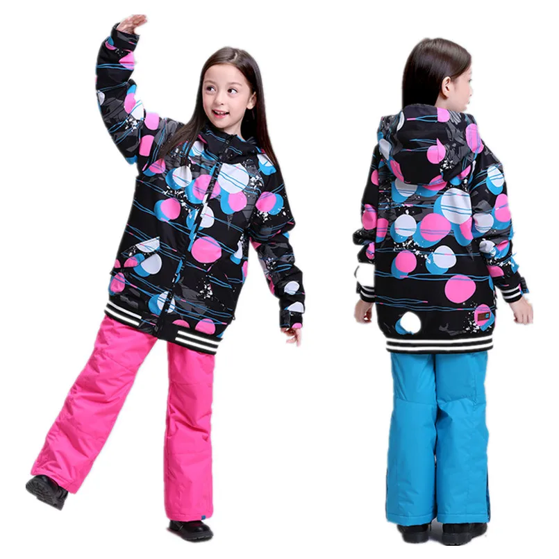 

2018 Gsou Snow winter ski suit for girls colorful snowboard jacket kids snowboard suit for children warm skiwear waterproof