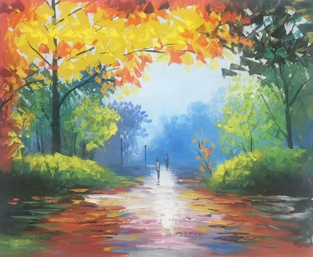 HandPainted Oil Painting on Canvas Abstract Thick Oil tree Landscape