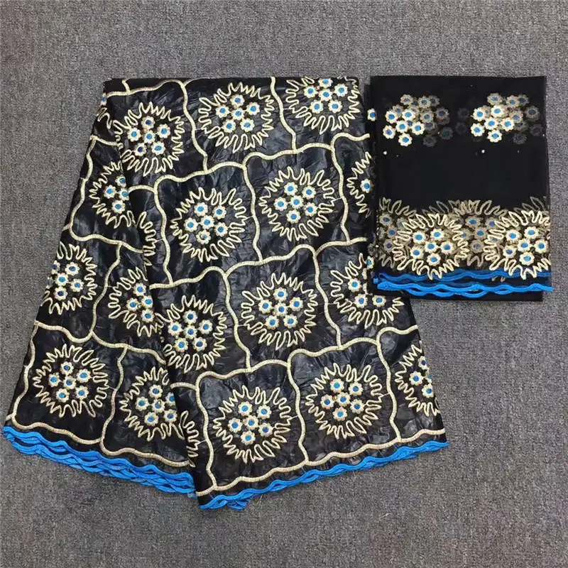 

HL!Free shipping (5+2 yards/set) High quality African bazin lace fabric with wonderful embroidery plus French lace ! P41489