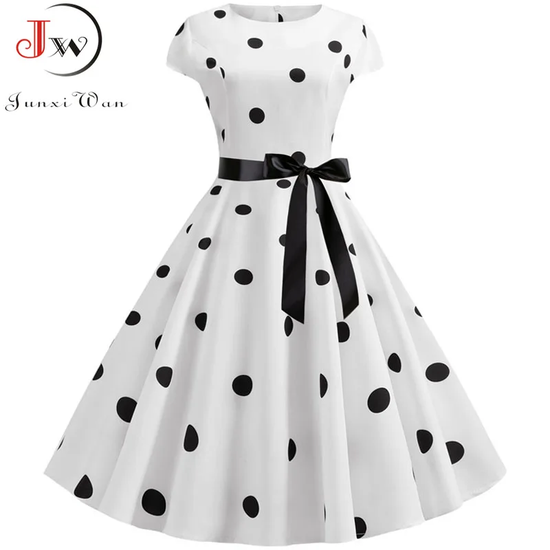 2019 Women Summer Dress Vintage Floral Print Rockabilly Dress Robe Femme Sundress Vestidos Plus Size Polka Dot Party Dress