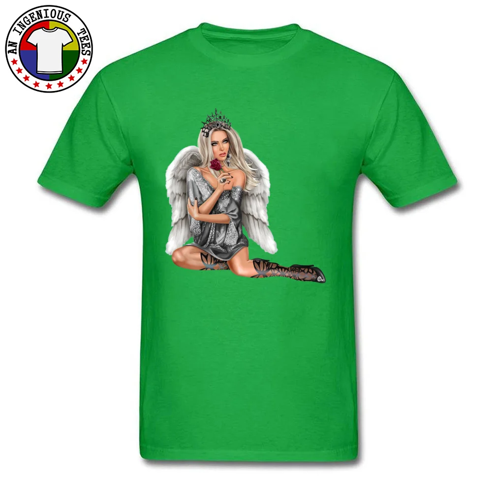 Sex Angel 100% Cotton T Shirts for Men Short Sleeve Europe Tees Designer Summer/Autumn Crew Neck Top T-shirts Casual Sex Angel green