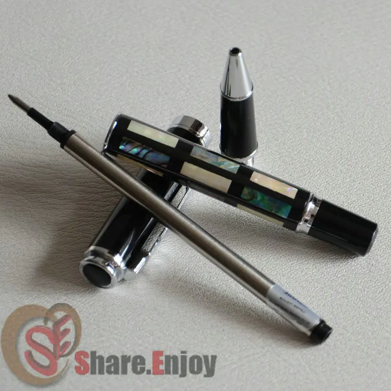 Шариковая Ручка-роллер Jinhao 8802, черная и серебряная резьба по корпусу