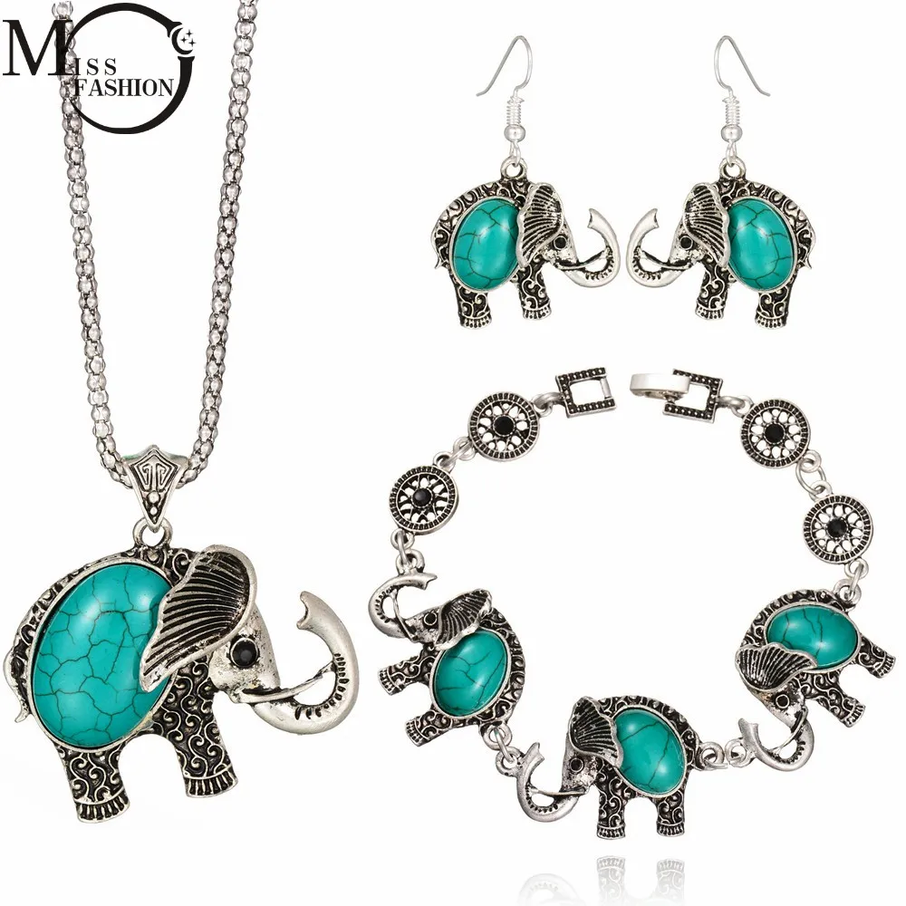 MISS FASHION 3PCS Classic Vintage Animal Jewelry Sets Antique Silver