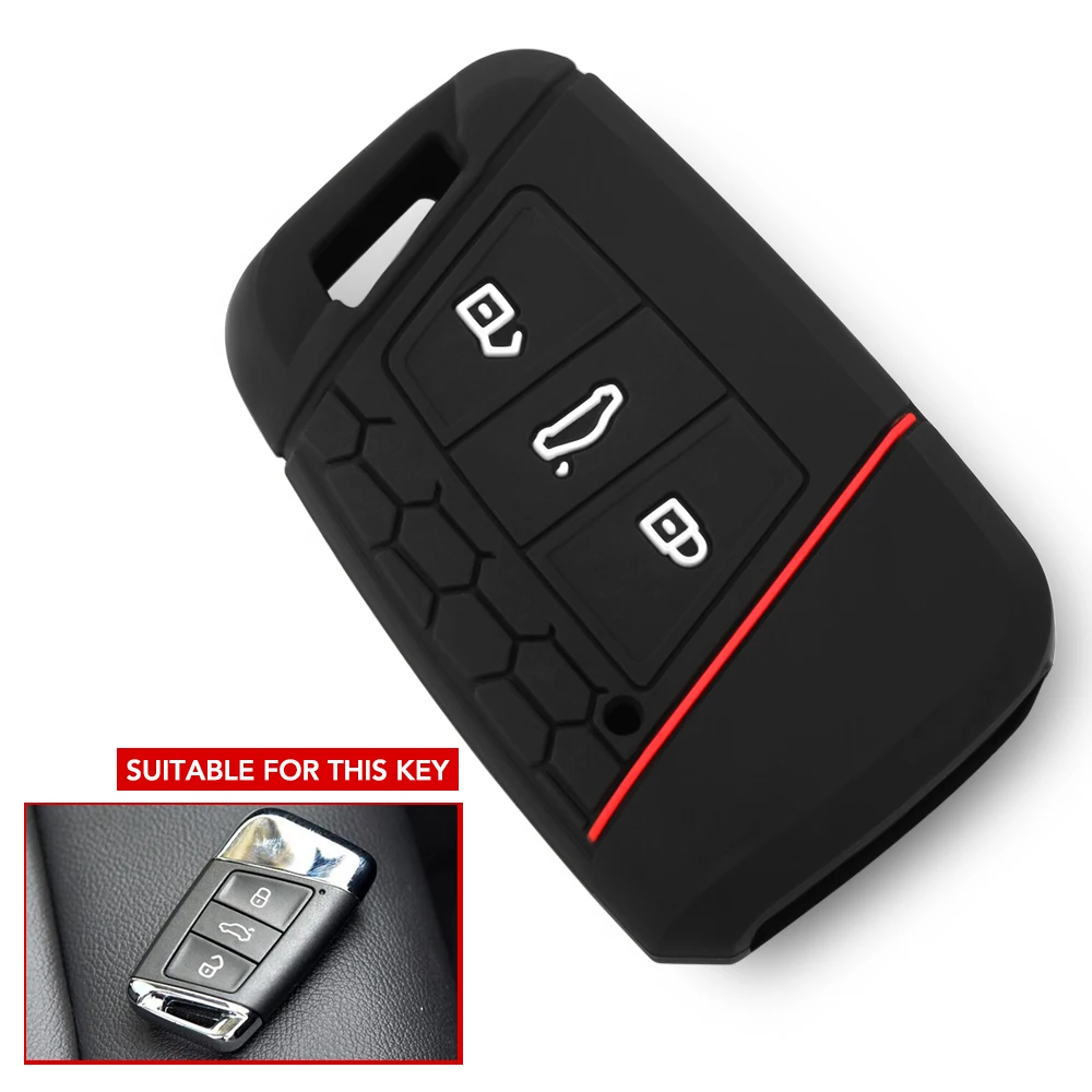 

Silicone Car Key Remote Cover Case For Volkswagen VW Tiguan MK2 Jetta Magotan Passat B8 CC 2017 2018 2019 For Skoda Superb A7