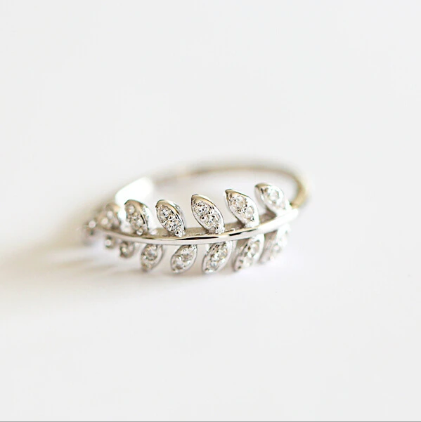 leaves Cute Rings 100% 925 sterling silver Jewelry fashion Vintage Adjustable rings for women gift