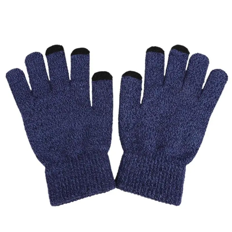Зимние теплые вязаные перчатки Для мужчин Для женщин Сенсорный экран кашемир анти-скользящие перчатки