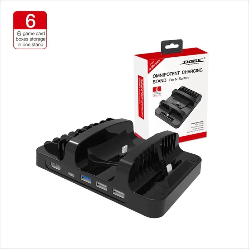 ل Nintend التبديل متعددة الوظائف التلفزيون حوض جهاز شحن محطة شاحن الوقوف مع بطاقة الألعاب لتخزين NintendoSwitch