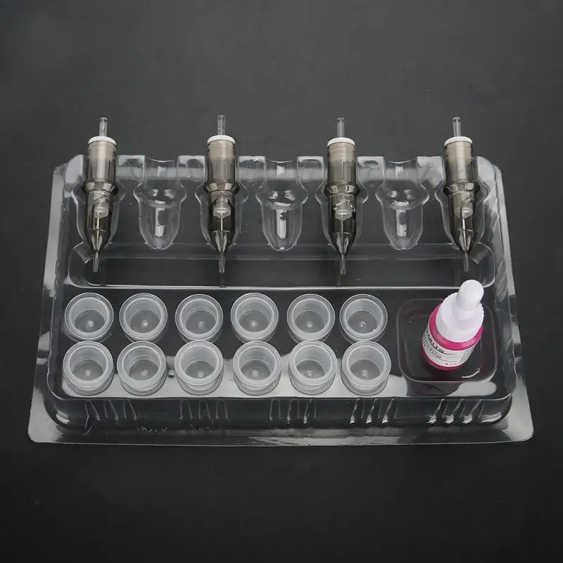 

2 type Pro 20pcs Trays Clear Disposable DGT Plastic Tattoo Cartridge Needle Holder Stand for Tattoo Needles Inks Body Make up