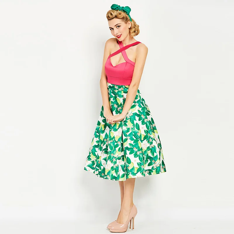 Bohoartist Женские винтажные платье 1950 S с летним принтом рокабилли Лоскутная