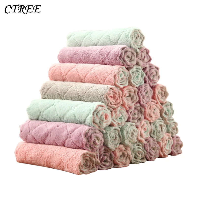 

CTREE 2Pcs/set Home Microfiber Towels For Kitchen Absorbent Thicker Cloth For Cleaning Micro Fiber Wipe Table Kitchen Towel C768