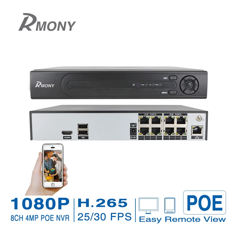 H.264 / H.265 4Ch / 8Ch Mini NVR CCTV Network Digital Video Recorder 1080P 4MP 5MP Support ONVIF HDMI Output P2P Cloud View