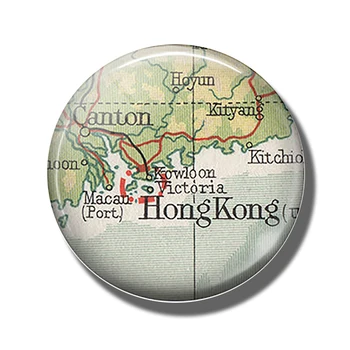

Hong Kong Map 30 MM Fridge Magnet Kowloon Victoria Harbour Map Glass Dome Magnetic Refrigerator Stickers Note Holder Home Decor