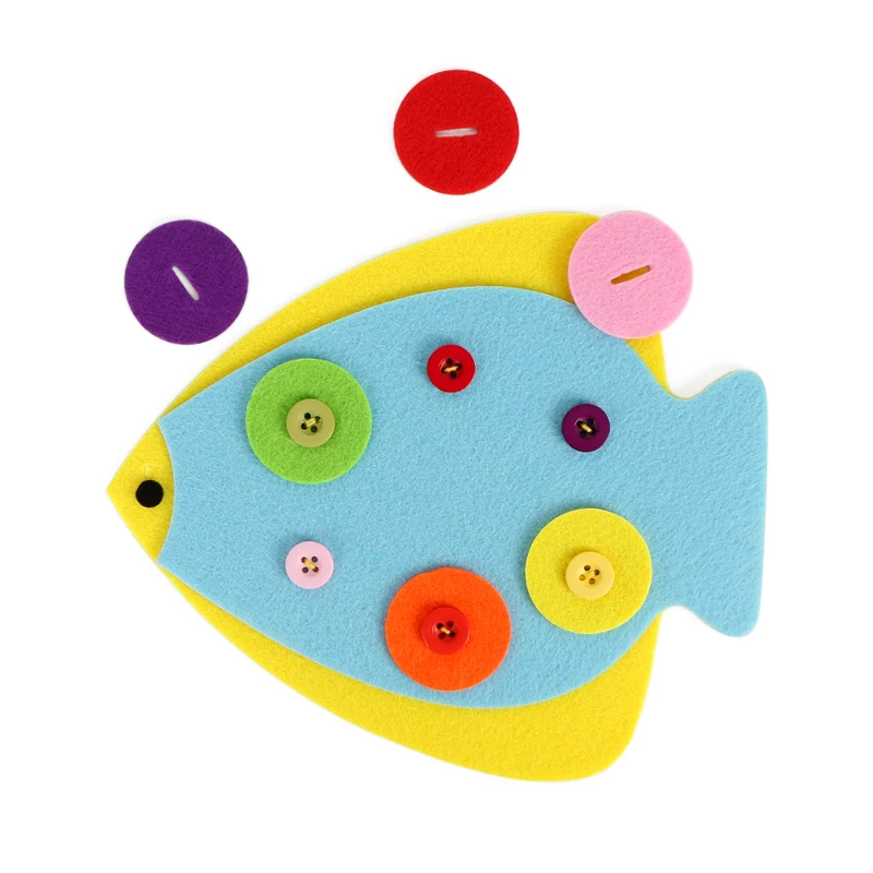  14 Styles Felt Button Craft For Kids Early Learning Handmade Buckle Button Kindergarten Teaching To - 32869622562