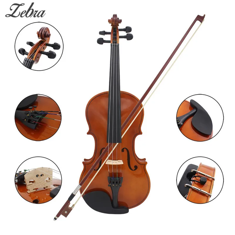 

Zebra Natural Color 4/4 Solid Wood Violin Bright Eucalyptus Violin Beginners Practice Performances Popular Violin With Box