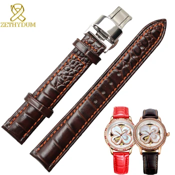 

Latest charm leather bracelet womens genuine leather watch strap 14 16 18 20 22mm for Fiyta watchband wine red color