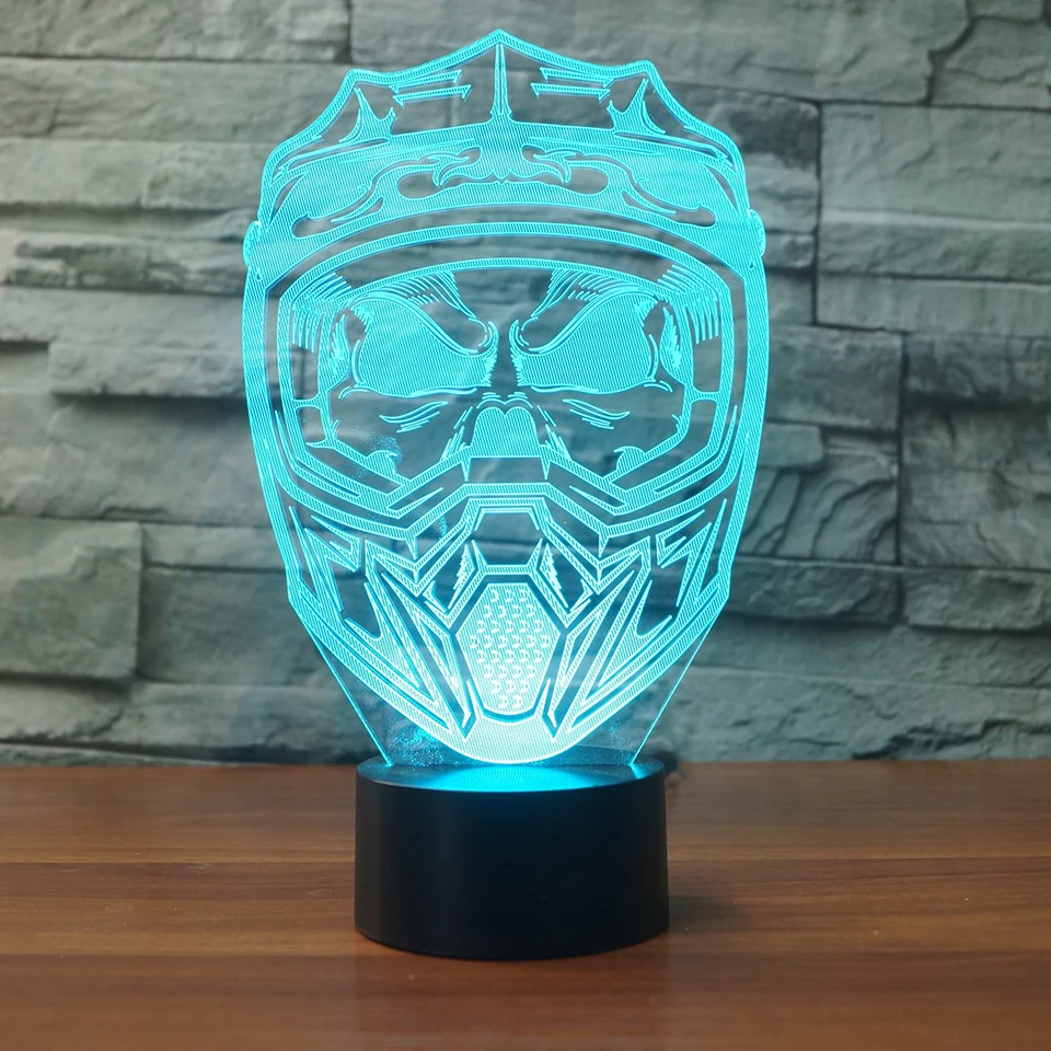 

Creative 3D Led Nightlight Usb Lighting 7 Colorful Visual Motorcycle Helmet Mask Desk Lamp Home Decor Sleep Light Fixtures Gifts