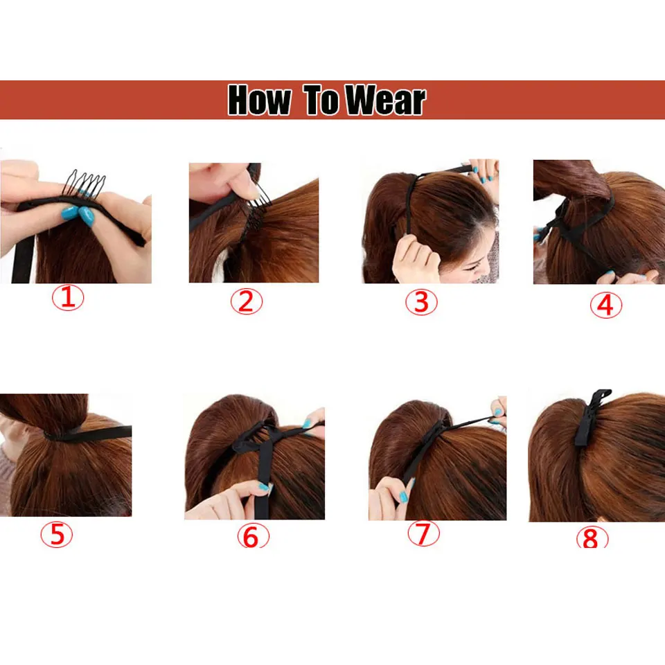 AOSIWIG Long Wavy Real Natural Ponytail Clip in Pony tail Hair Extensions Wrap Around on Synthetic Hair Piece for Women