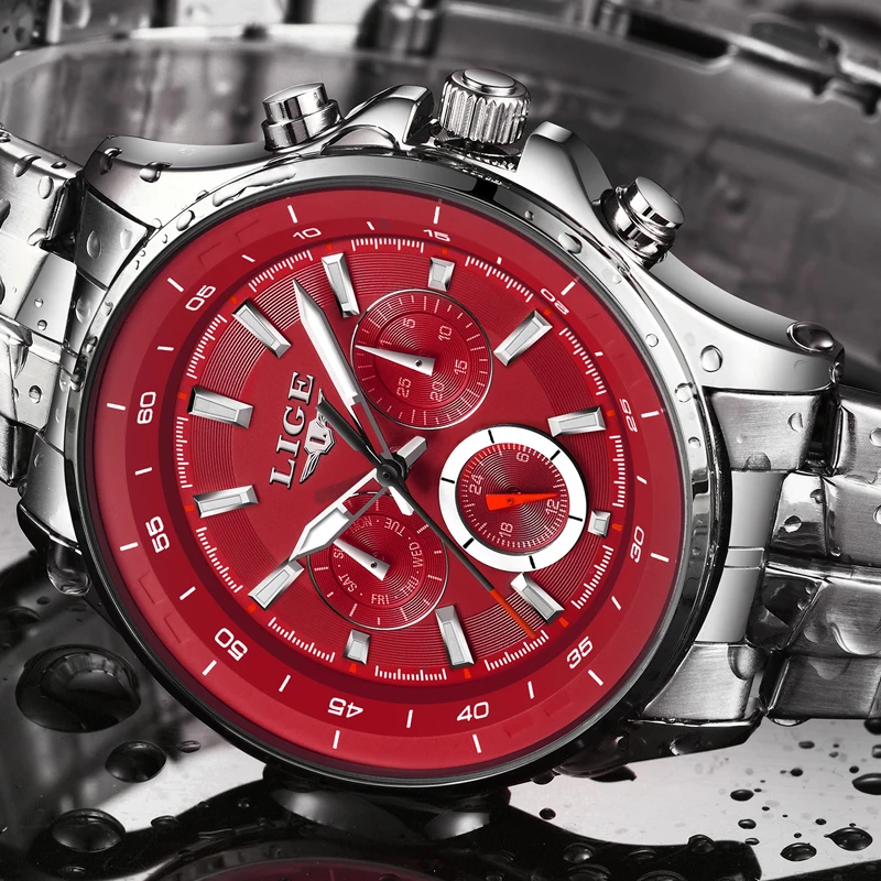  LIGE Mens Watches Waterproof Top Brand Luxury Quartz Watch Men Sport Watch Fashion Casual Military 